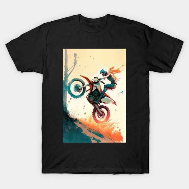 Dirt Bike Anime Style T-Shirt by KoolArtDistrict